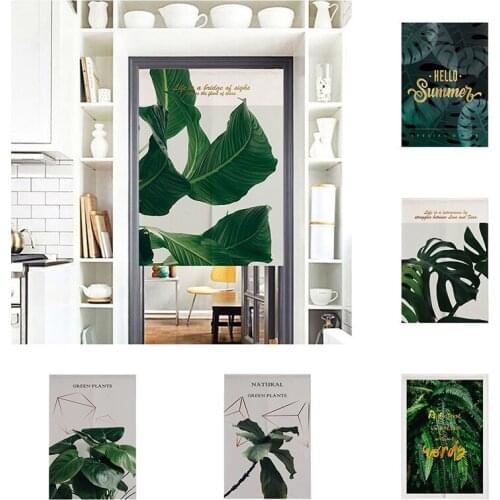 Nordic Garden Green Plant Door Curtain Living Room Half Panel Curtain Shower Partition Curtain Home Decoration