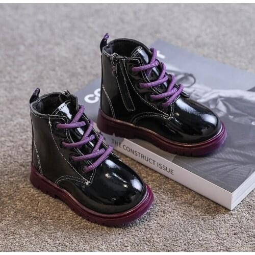 2021 Little Girls Boots Autumn Winter Leather Boys Martin Boots Ankle Waterproof Kids Fashion Toddler Short Boots Children Shoes