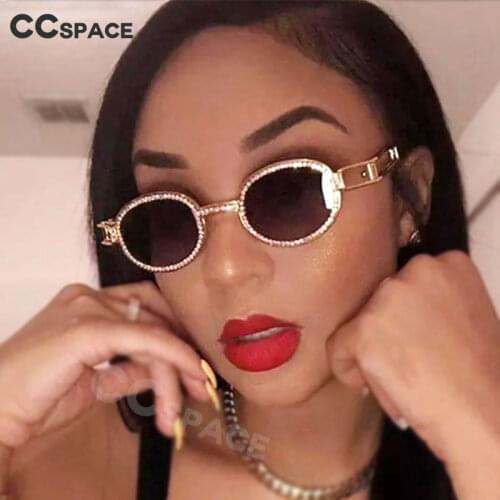 47169 Pearls Oval Sunglasses Women Rhinestone Diamond Decorative Sun Glasses UV400