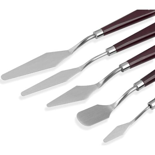 5 Pieces Painting Knives Set Stainless Steel Spatula Palette Knife Oil Painting Accessories Color Mixing Set for Canvas Acrylic
