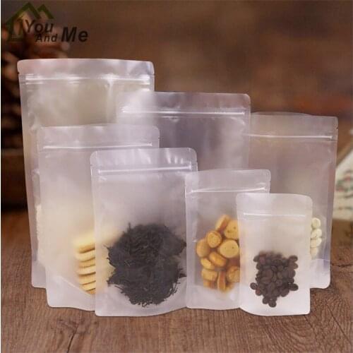 50 Pcs Plastic Translucent Candy Biscuit Self Seal Zipper Ziplock Packing Kitchen Bakery Food Package Bags