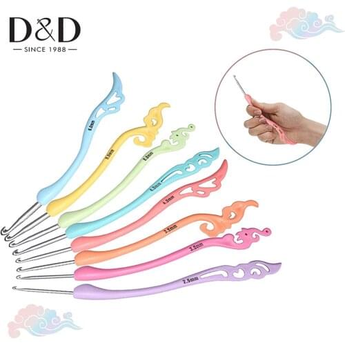 8pcs Multicolor Crochet Needle with Retro Fancy Crochet Grip Ergonomic Handle DIY Crafts For Crocheting DIY Crafts Yarn Weaving