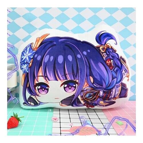 Anime Raiden Shogun Genshin Impact Double Sided Pattern Plush Stuffed Throw Pillow Cartoon Cushion Toy