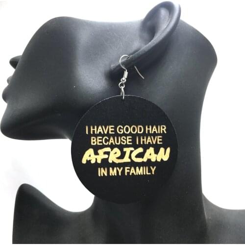 Free shipping I have a good hair Wooden Earrings