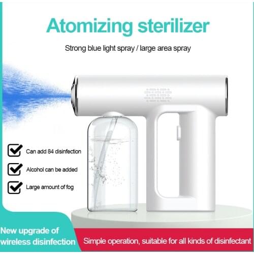 USB Wireless Gun Nano Blue Light Disinfectant Sprayer Steam Atomizing Fogger Handheld Sterilization Nebulizers Sanitizing Spray