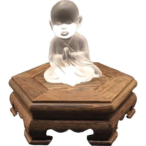 Wooden luminous base lamp holder LED night light crystal ball glass handicraft decoration lithium battery touch