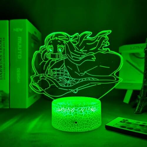 Anime Kimetsu No Yaiba Nezuko Kamado Figure Led Night Light for Bedroom Decor Nightlight Kids Child Table 3d Lamp Mange Gift