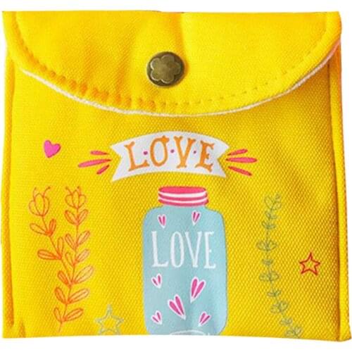 Girls Cotton Bags Case Safety Sanitary Towel Pouch Cute Clips