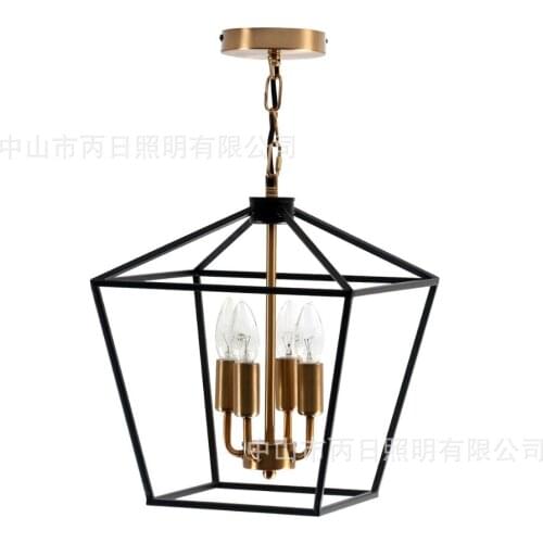 American country dining room bedroom staircase creative modern black retro iron birdcage living room chandelier lamps