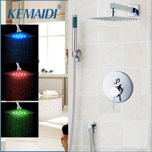 KEMAIDI New 8" 12" 16" Bathroom Rain Mixer Shower Combo Set Rainfall Shower Head System Bath & Shower Faucet With Hand Spray