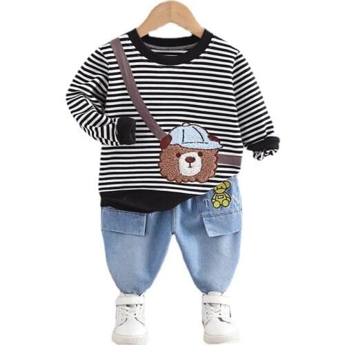 New Spring Autumn Children Boy Clothes Baby Girls Cartoon T Shirt Pants 2Pcs/sets Kids Infant Costume Toddler Striped Sportswear