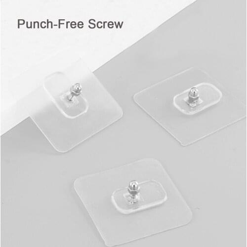 2PCS Punch Free Self Adhesive Screw Hook Stick on Nail Wall Hook Hanger No Drilling for Bathroom Kitchen Installation Hanging