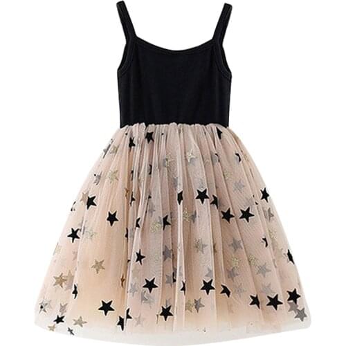 Summer Girl Party Frocks Children Dresses Kids Girl Sleeveless Stars Print Dress Toddler Girl Clothes Summer Dresses for Girls