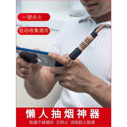 1PC Ash collect Cigarette Holder Magnetic Lazy Artifact USB One-key Ignition Smoker Smoking Pipe for Thick and Thin Tabacco