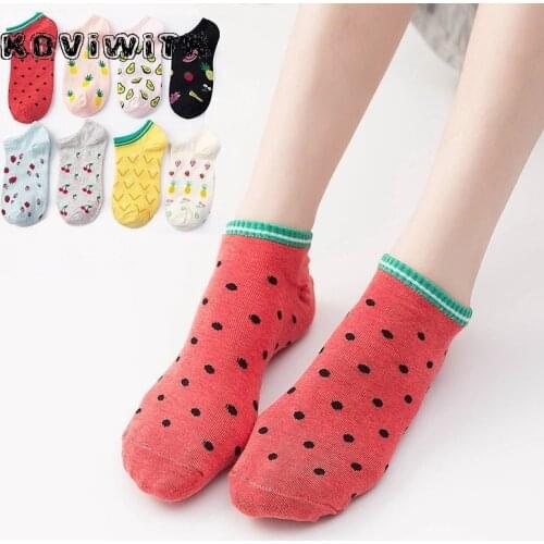 Fashion Fruit trawberry/Avocado/Pineapple Short Socks black Casual womens Winter Cotton Sock Cute Girls Harajuku happy Warm Sox