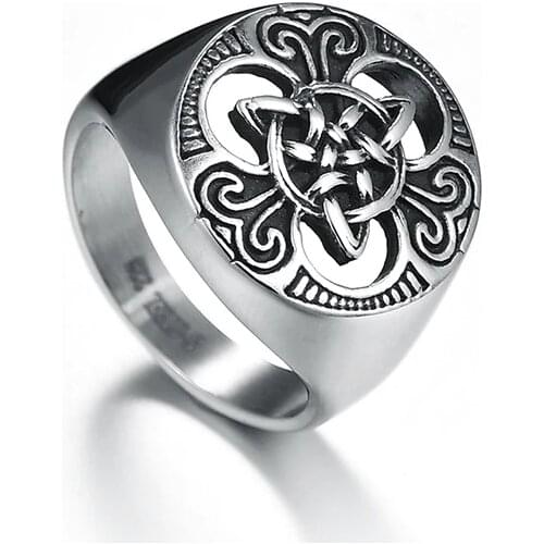 Fashion Irish Celtics Trinity Knot Men Rings Celtics Symbols Hollow Triquetra Ring Stainless Steel Male Punk Jewelry