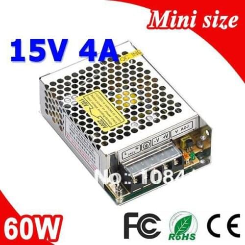 MS-60-15 60W 15V 4A Mini size LED Switching Power Supply Transformer 110V 220V AC to DC output