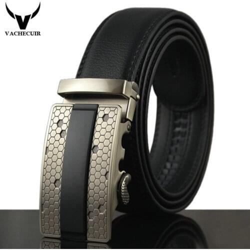 VACHECUIR Best Quality real genuine Leather Mens Automatic designer Belts For Men Luxury Belts Alloy Buckle riemen man Q184