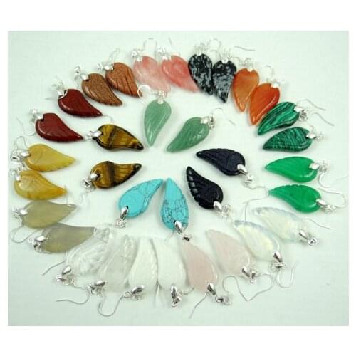 Natural stone tiger eye Turquoises Quartz Crystal Opal wing earring pendant for diy Jewelry making earring Accessories