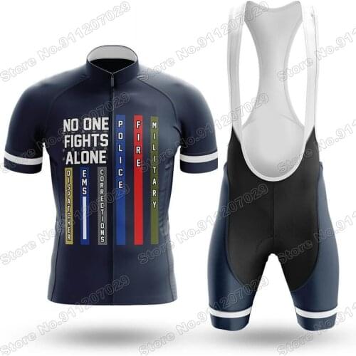 No One Fights Alone 2021 Cycling Jersey Set Summer Bicycle Clothing Road Bike Shirts Suit Bicycle Bib Shorts MTB Wear Maillot