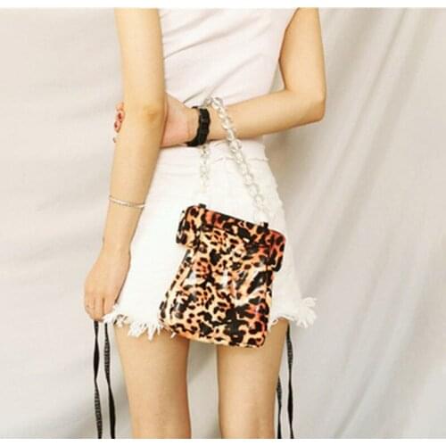 New Fashion leopard beaded ladies handbag Retro detachable chain small square bag 2019 Ms. Designer Shoulder Messenger Bag Tote