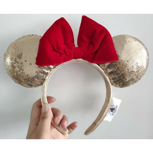 Disney New arrival Mickey Minnie red bow golden Ears Headband