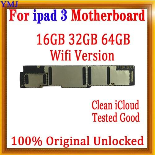 16GB / 32GB / 64GB Original unlocked for ipad 3 Motherboard with IOS System,Wifi / Wifi+Cellular Version for Ipad 3 Mainboard by