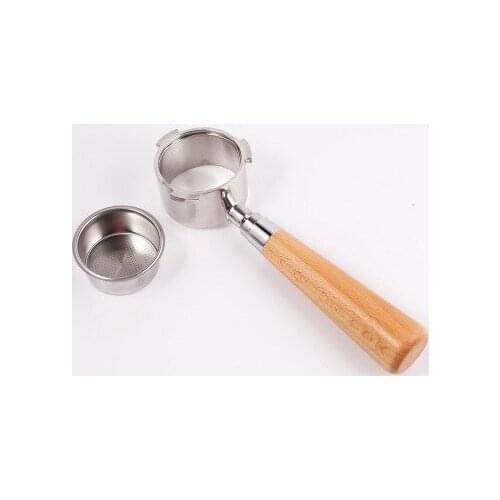 51mm Stainless Steel Bottomless Coffee Portafilter with Wood Handle