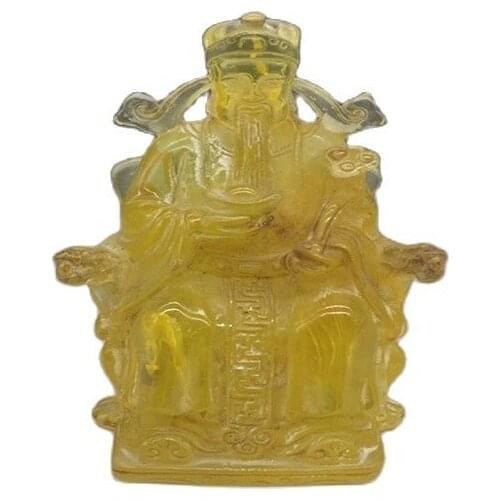 Early collection of wax with fluorescent blessing seat God of wealth ornaments family collection