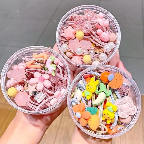 20/30PCS/Set New Girls Cute Cartoon Flower Elastic Hair Bands Children Sweet Scrunchie Rubber Band Kids Fashion Hair Accessories