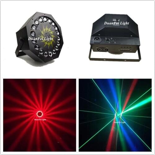 12pieces wash+laser 2in1 stage effect light 18x9w rgb par cans led dj laser green laser for disco bar