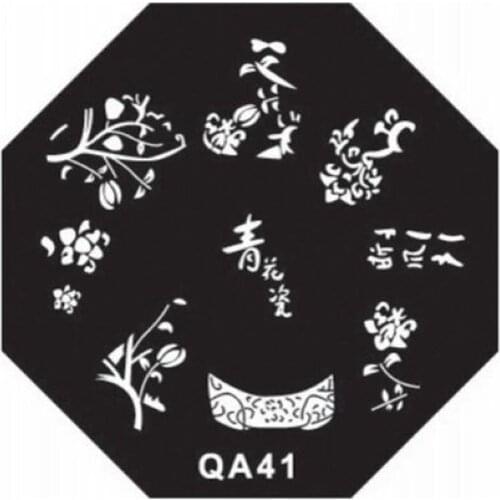 QA series of new Octangle nail stamp image plate can be reused Nail template Flower trees QA41
