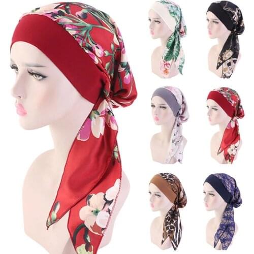 NEW Women Elastic Inner Hijabs Hat Pastoral Style Lady Hair Bands Fashion Muslim Turban Hijabs Hats Indian Caps Wrap Cap