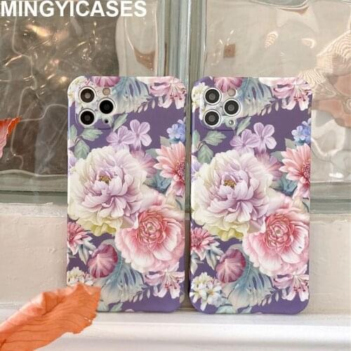 Retro Flower Pattern Silicon Phone Case for IPhone 11 12 Pro X XR XS Max 8 7 Plus SE 2020 Protection Soft TPU Shockproof Cover