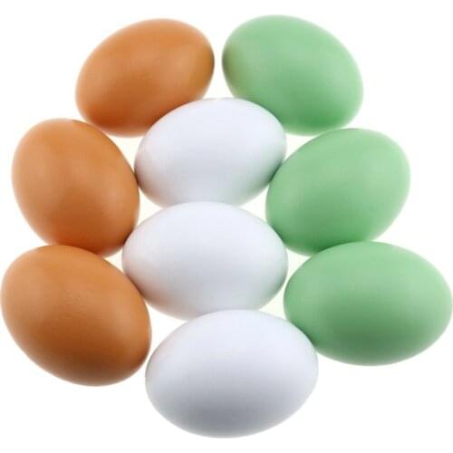 Gresorth 9pcs Artificial Wood Chicken Eggs Decoration Fake Food Kitchen Play Toy DIY Painted for Kids Children