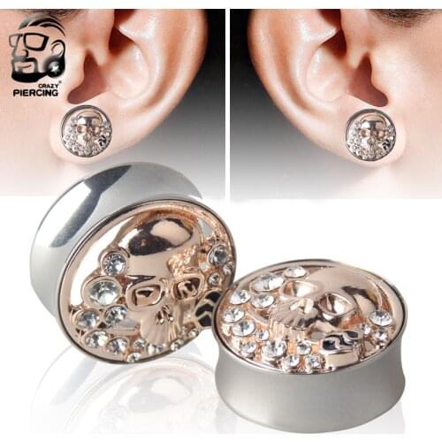 3D Rose Gold Frame Octopus Stainless Steel Body Piercing Jewelry 1Pair Ear Gauge Plug Flesh Ear Tunnel Plug 10mm-25mm