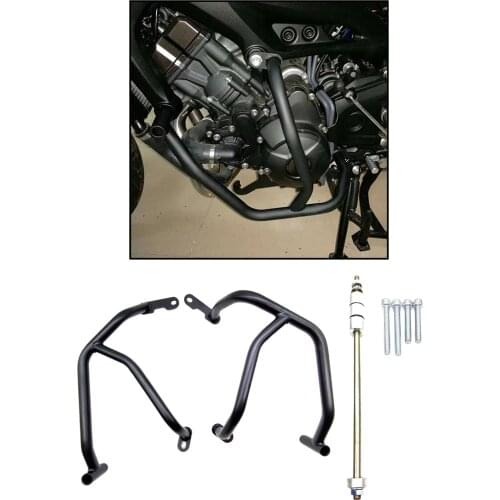 1Pair Carbon Steel Motorcycle Engine Guard Crash Bar Frame Protector Fits for Yamaha MT09 FZ09 Black