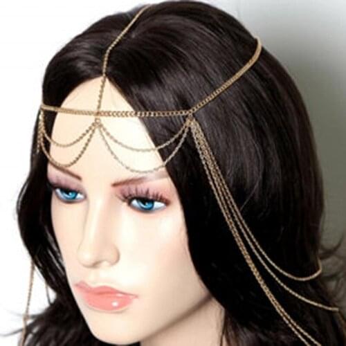 Bohemian Womens Circle Drop Head Chain Jewelry Forehead Dance Headpiece Hair Band tiaras e coroas de noivas goddess headband