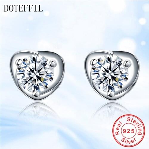 Six Color Zircon Crystal 925 Sterling Silver Wedding Jewelry Romantic Love Heart Stud Earrings For Women Gift
