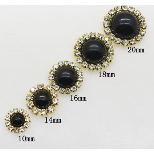 ZMASEY New 10pcs/Set Black Pearl Rhinestone Gold Button Decoration Accessories DIY Sewing Wedding Five Sizes Wholesale Price