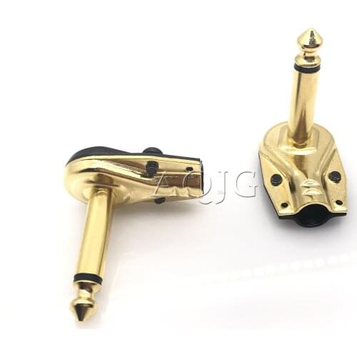 1Pcs Metal Right Angle 6.35 90 Degree 2/3 Pole Mono/Stereo Jack Plug 6.35mm Guitar Phone Amplifier Connector