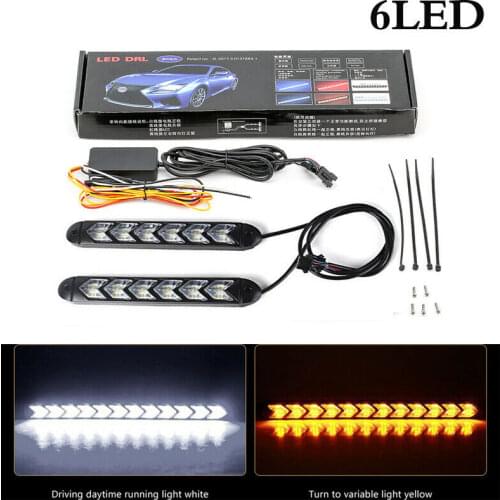 12V Car accessories Universal White DRL Daytime Running Light Amber Flowing Turn Light Waterproof LED Knight Rider Strip Light