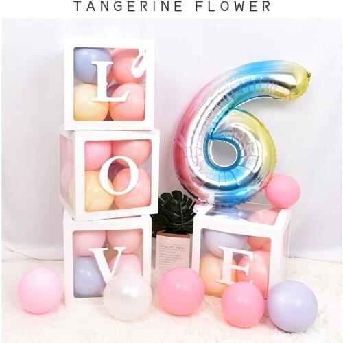 4pcs/set Baby Shower Decorations Boy Girl 30cm Transparent Box Love Birthday Party Decorations Balloon Box Wedding Decor