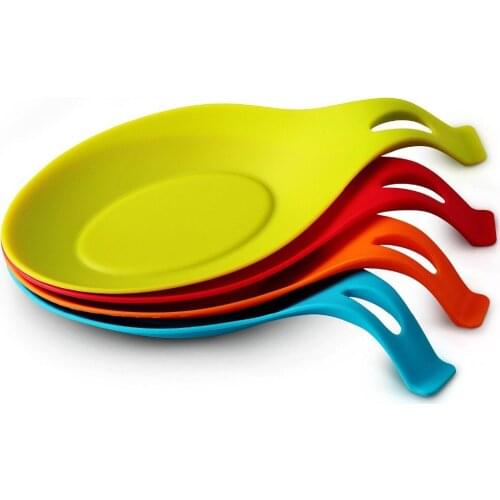 4PCS Kitchen Silicone Spoon Rest Kitchen Heat Resistant Silicone Spoon Rest Utensil Spatula Holder Kitchen Tool