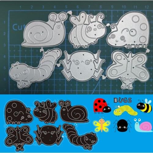 6Pcs/lot Insect Cards Metal Cutting Dies for Diy Handmade Scrapbooking Album Paper Cards Decorative Crafts Embossing Die Cuts