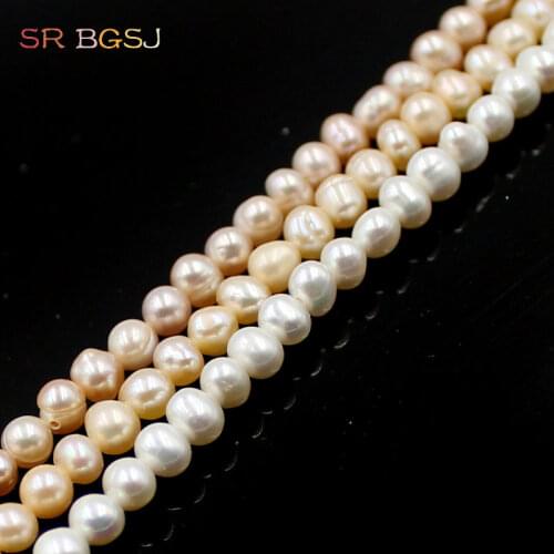 Free Ship 4-5mm White Pink Purple Color Nearly Round Shape Natural Freshwater Pearl Loose Small Spacer Beads Strand 15"