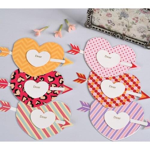 Paper Heart & Arrow Valentine Cards 3D Gift Greeting Cards Colorful Birthday Cards Lover Children