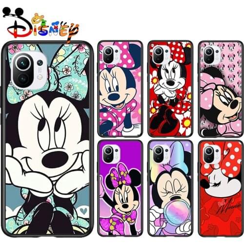 Disney Minnie Mouse Cute for Xiaomi Mi 11 10T Note 10 Ultra 5G 9 9T SE 8 A3 A2 A1 6X Pro Play F1 Lite 5G Black Phone Case