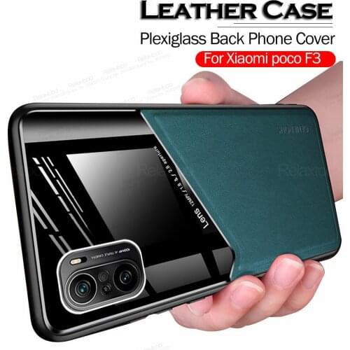Cover For Xiaomi Poco F3 Case Car Magnetic Holder Leather shell PocoF3 Poko Pocophone Little F 3 Plexiglass Silicone Frame Coque