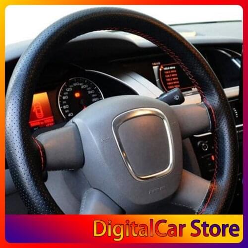 Car Hand Sewing Full Hole Steering Wheel Cover Black Red Four Seasons Universal Simple Hand Sewing Steering Wheel Cover